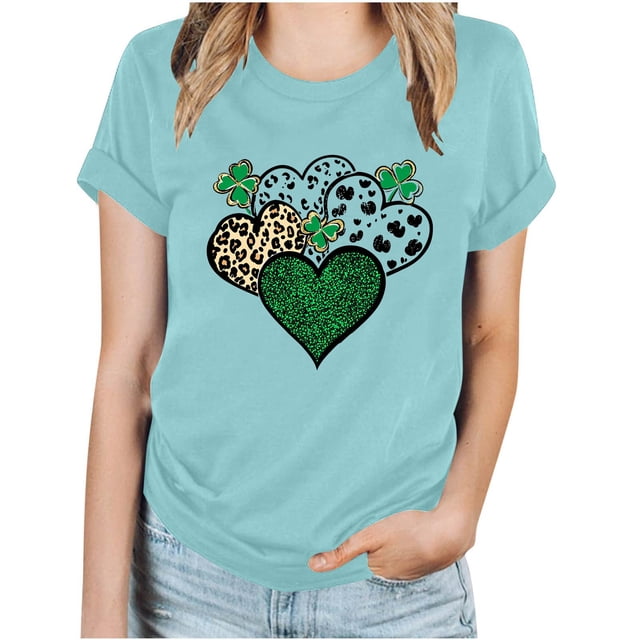 Camisetas de Manga Corta para las Mujeres de Moda Imprimir Cuello Redondo Camiseta, Mezcla de Poliéster Ligero para Primavera Verano Otoño