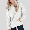 thumbnail image 2 of Garbnen Girls Oversized Hoodie White Long Sleeve Oversized Sweatshirt with Pocket Fall Fleece Preppy Clothes for Teenage Girls 12-13 Years, 2 of 6