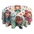 thumbnail image 4 of Colorful Fairy Princess Pattern Round Tablecloth 60"x60",Wrinkle Wipeable Table Cloth for Kitchen Dining Room Picnic Patio Party, 4 of 6