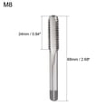 thumbnail image 2 of Uxcell M8 Thread 1.25 Pitch Metric 3 Straight Flute High Speed Steel Hand Tap 5 Pairs, 2 of 6