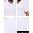 thumbnail image 7 of DARING DIVA Men's Jacquard Short Sleeve Button Down Collared Polo Shirts S White, 7 of 7