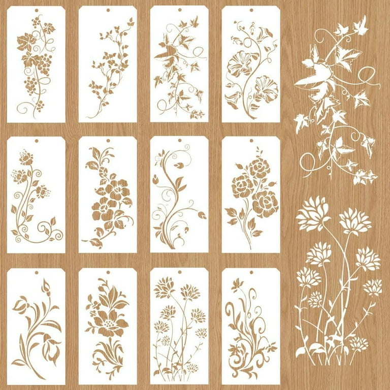 12 Stencil Per Pittura Decorativa Stile Cinese – Uccelli, Rami Di Bambù – Sagome Riutilizzabili Per Mobili, Scrapbook, Pareti - 5