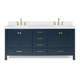 thumbnail image 2 of ARIEL Cambridge 73 Inch Double Rectangle Sink Vanity With White Quartz Countertop In Midnight Blue, 2 of 6