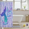 thumbnail image 3 of Mermaid Tail Shower Curtain Glitter Fish Scales Waterproof Bath Curtain Kids Girls Cute Purple Rainbow Gradient Sequins Girly Kawaii Mermaid Princess Kids Bathroom Decor 72\u201dWx84\u201dL, 3 of 6