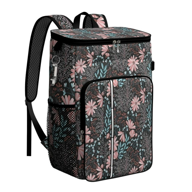 Sac à Dos Isotherme Motif Fleur - Sac Isolé Étanche 20L pour Camping, Randonnée et Sorties à la Plage
