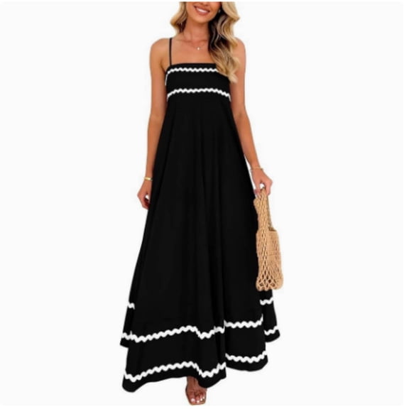 Women's 2026 Summer Flowy Maxi Dress Casual Sleeveless Spaghetti Strap Ruffle Beach Long Dresses