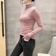 thumbnail image 6 of ClodeEU Womens Turtleneck Long Sleeve Shirts,Ribbed Slim Fit Basic Lightweight Thermal Underwear Tops Pink,Womens Plus M, 6 of 7
