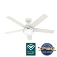 thumbnail image 2 of Hunter - Aerodyne Indoor Ceiling Fan With Light, Remote, 52-inch, Fresh White, Casual-style, 4-speed WhisperWind Motor, WiFi Smarthome, 51336, for Living Rooms, Bedrooms, 2 of 19