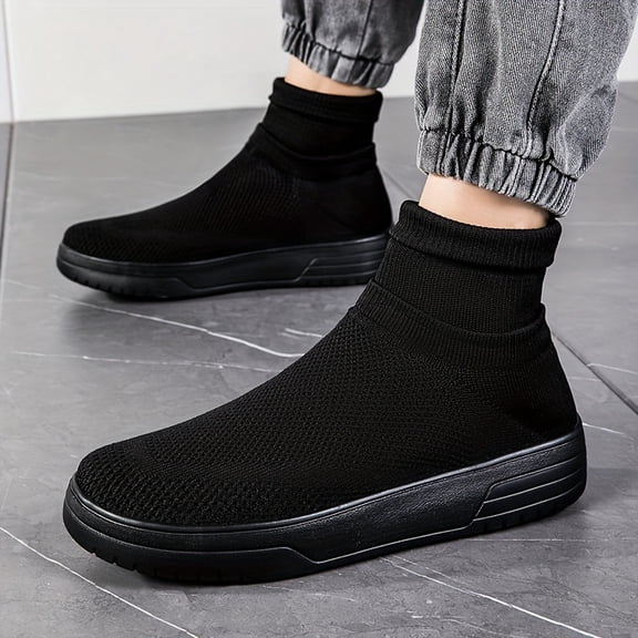 Men'S High-Top Casual Sports Shoes That Are Comfortable, Lightweight, Breathable, And Suitable for Jogging And Leisure, Designed for Easy Slip-On Wear.