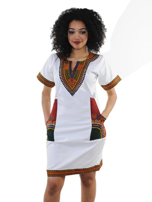 DressU Womens Dashiki Ethnic Patterned Loose Over Sized Sweatshirt Top 