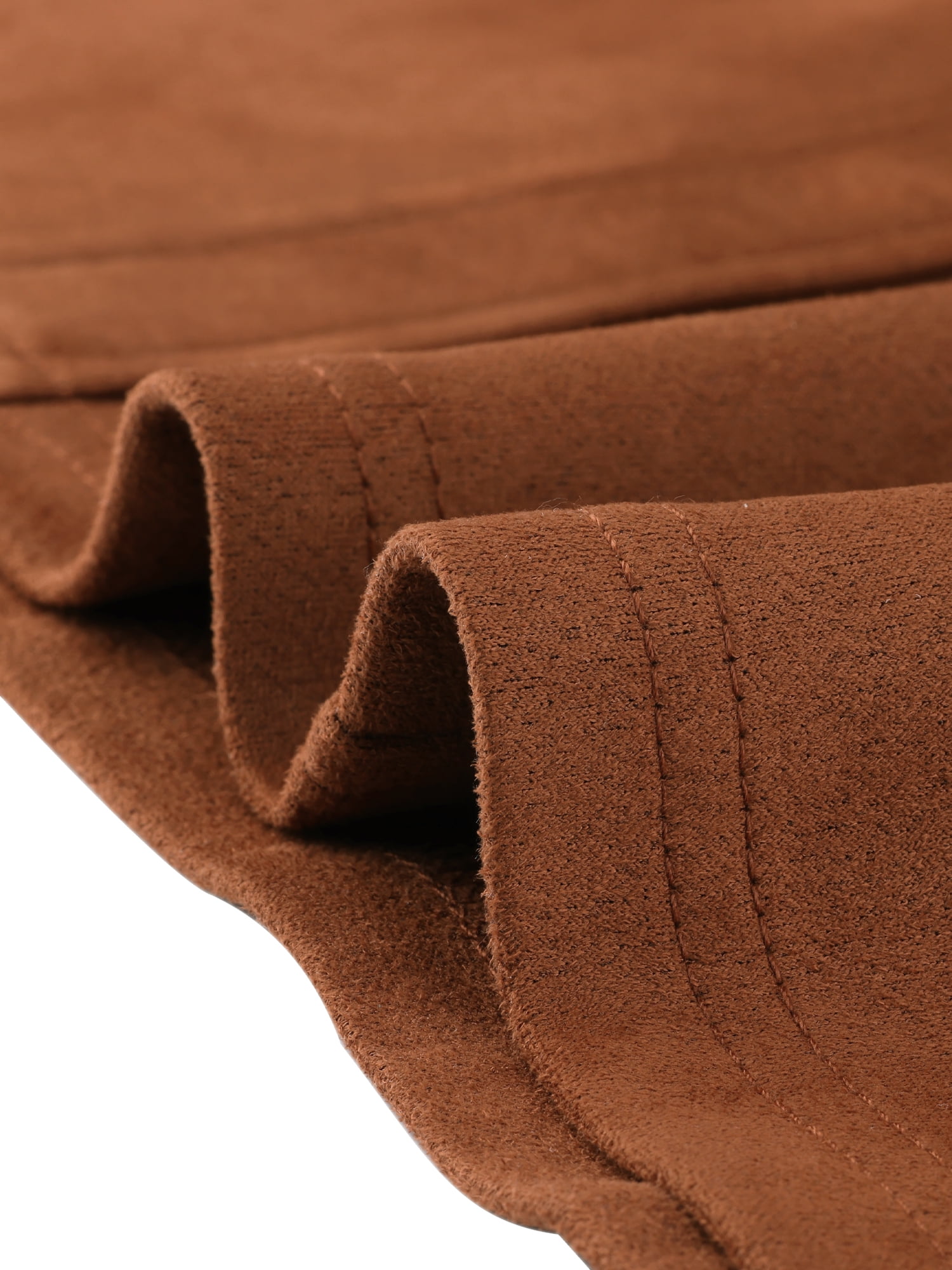 Unique Bargains Women's Suede Button Front Pockets Decor A-Line Skirts L Brown
