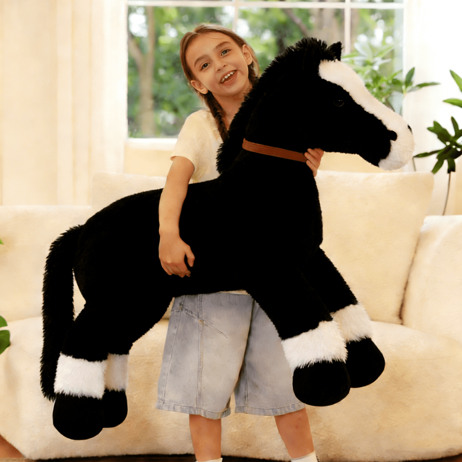 MaoGoLan 47" Giant Horse Stuffed Animal Large Stuffed Horse Plush Toy