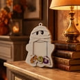 thumbnail image 4 of Kieccall Halloween Ghost Wooden Picture Frame Cute Spooky Shape, Ghost Shaped Photo Frame with Stand and Hanging Rope, Tabletop Ornament Wall Hanging Decor for Halloween Party Home, 4 of 6