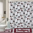 thumbnail image 3 of 15-Piece Bathroom Set  2-Rugs/Mats Non Slip  1 Fabric Shower Curtain  With 12-Fabric Covered Rings  Different Styles and Colors For Home Bath Dcor Peony Purple, 3 of 6