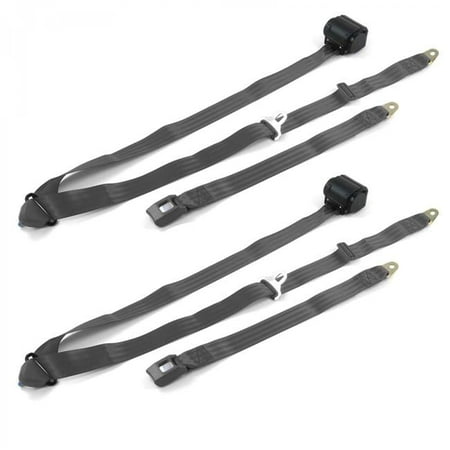 Standard 3 Point Charcoal Retractable Bucket Seat Belt Kit for Chevy Truck 1941-1946 - 2 Belts