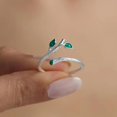 thumbnail image 2 of Leaf Twig Ring for Women,925 Sterling Silver Olive Leaf Ring to Daughter 14k Gold Plated Dainty Green Leaves Statement Stacking Open Band Finger Rings Birthday Christmas Jewelry Gift, 2 of 5