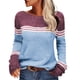 thumbnail image 1 of Suéter de Mujer Gibobby Top de ganchillo Floral elegante con cuello redondo y a rayas Azul L, 1 of 2