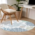 thumbnail image 4 of Round Rugs 3Ft, Blue Beige Coastal Turtle Round Area Rug Washable Indoor Throw Carpet, Ocean Coral Nautical Small Non Slip Circle Rug for Bedroom Living Room Home Decor Aesthetic, 4 of 8