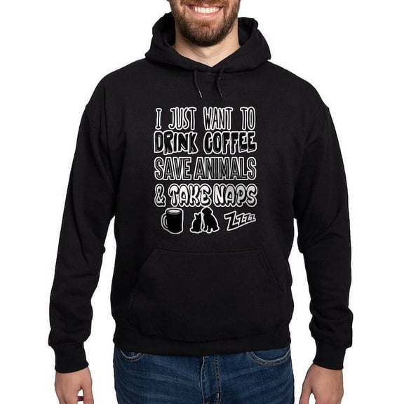 CafePress - Coffee Animals Naps Hoodie (Dark) - Pullover Hoodie, Classic, Comfortable Hooded Sweatshirt