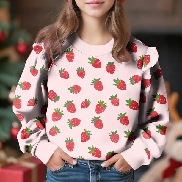 Vestido de verano para niña con estampado de flores de Pascua, manga corta, bolsillos con volantes y cuello redondo, top de poliéster