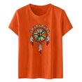 thumbnail image 2 of Offre à Durée Limitée Iumwxz Blouses Décontractées Basiques Orange Hauts Amples Hauts d'Été pour Femmes Hauts à Imprimé Plume Blouse à Manches Courtes Col Rond pour Femmes Costume d'Automne, 2 of 4