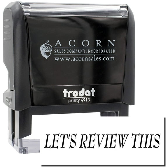 Large Self-Inking Lets Review This Stamp, Trodat Printy 4913, Press and Print Stamping, Impression Size 7/8" x 2-1/4", Up to 10,000 Impressions - Black Ink