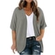 thumbnail image 3 of Ropa para mujer,Cárdigan de talla grande, suéter informal abierto por delante para mujer, manga corta, mezcla de poliéster y elastano, para usar en casa, sopatenor, 3 of 9