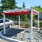 ALEKO PRG10X10BURG37WF Grape Trellis Pergola Outdoor Canopy White Frame Gazebo, 10' x 10' Burgundy Fabric