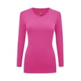thumbnail image 2 of WOMENS LONG SLEEVE V-NECK T SHIRT WITH SUPER-SOFT STRETCH FABRIC, 2 of 5