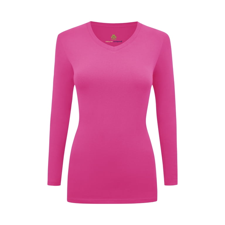 Women's Softwear Long Sleeve V-Neck Shirt - Modal Spandex Stretch Top With Body Hugging Fit