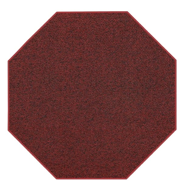 Outdoor Artificial Turf Mats with heavy duty non slip backing Burgundy 3' Octagon area rug