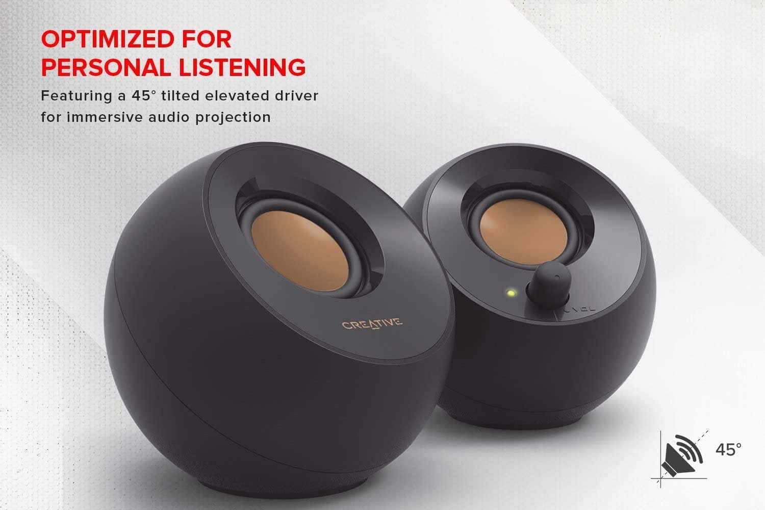 Creative Labs 51MF1680AA000 System Speaker Creative Pebble WW-R N, Black