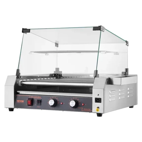 Commercial Electric Hot Dog Roller Grill Machine 1600W 11 Roller 30 Hot Dog Capacity