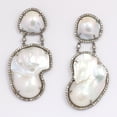 thumbnail image 2 of Natural Pearl Diamond Gemstone 925 Sterling Silver Earrings, 2 of 5