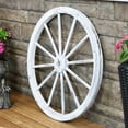 thumbnail image 3 of Sunnydaze Rustic White Fir Wood Decorative Wagon Wheel, 3 of 6