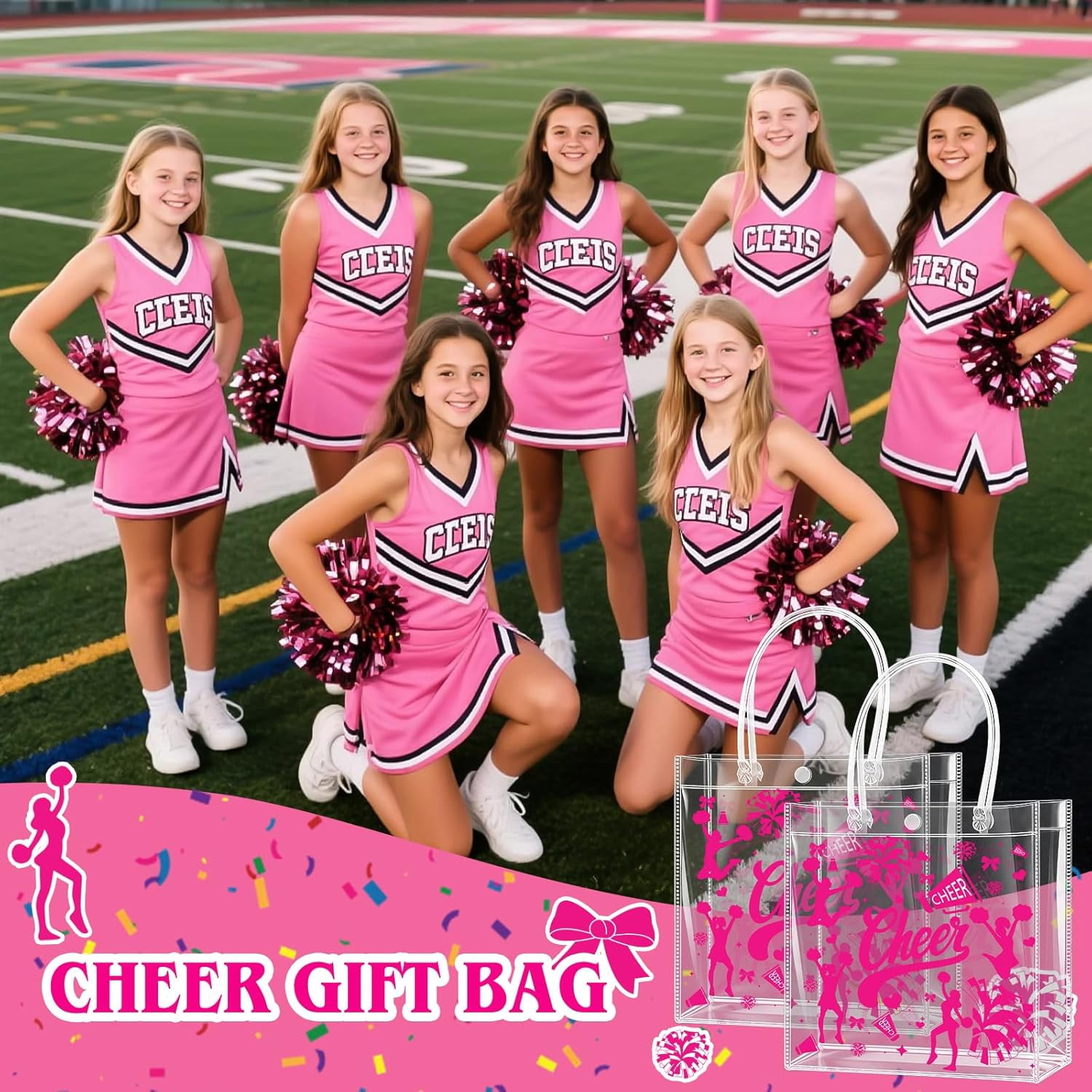 24 PCS Football Goodie Bags Double-Sided PVC Clear Bag Snack Candy Treat Gift Bags with Handle for Super Bowl Party Supplies Football Party Favors Birthday Holiday Decorations