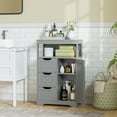 thumbnail image 6 of SuperDeal Bathroom Cabinet 3 Drawers Storage Organizer Floor Cupboard Home Living Room Decor Gray, 6 of 12