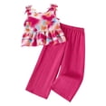 thumbnail image 6 of WAVSUF Kids Girls Outfits Ruffle Hem Tank Tops and Wide Leg Pants Casual Summer Comfort Soft Sets 2 Piece Hot Pink Size 7-8, 6 of 10