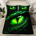 thumbnail image 2 of 3D Dragon Eye Bed Sheets Queen Size,Western Animals Bedding Set 4Pcs Men Teens Room Decor,Green Gemstone Eye Fitted Sheet Magical Mysterious Black Top Flat Sheet,2 Pillowcases, 2 of 6
