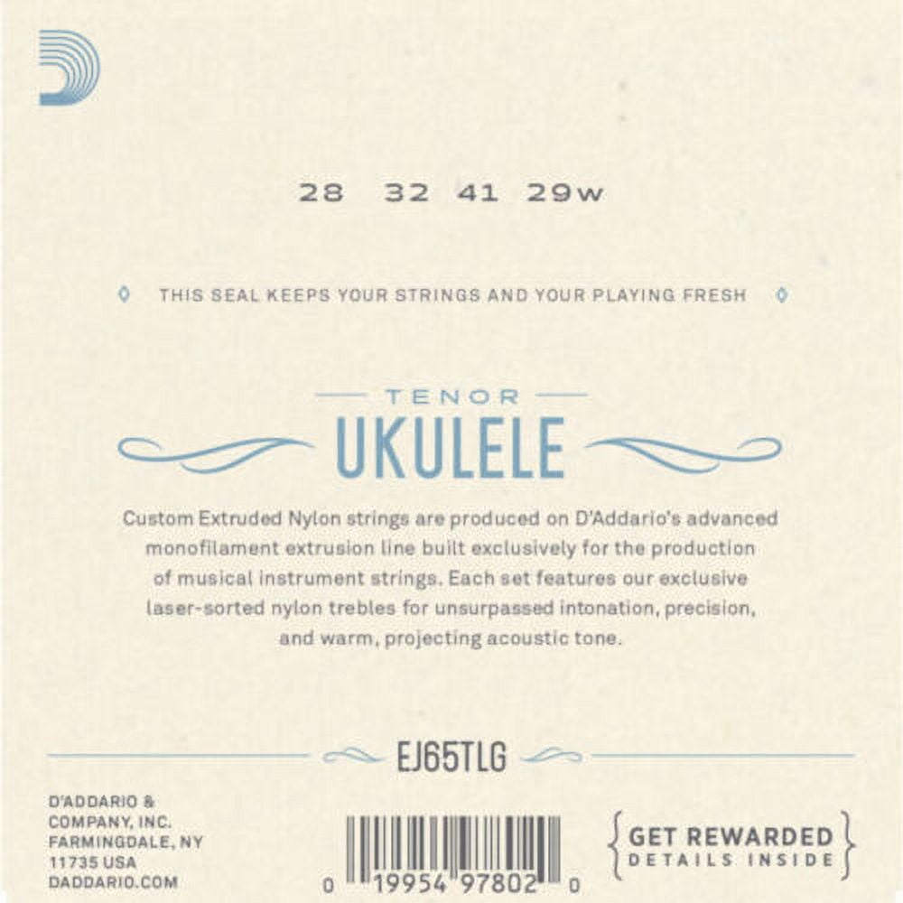D'Addario Ukulele Strings 2-Pack Tenor Clear Nylon 28,32,41,29 Low G