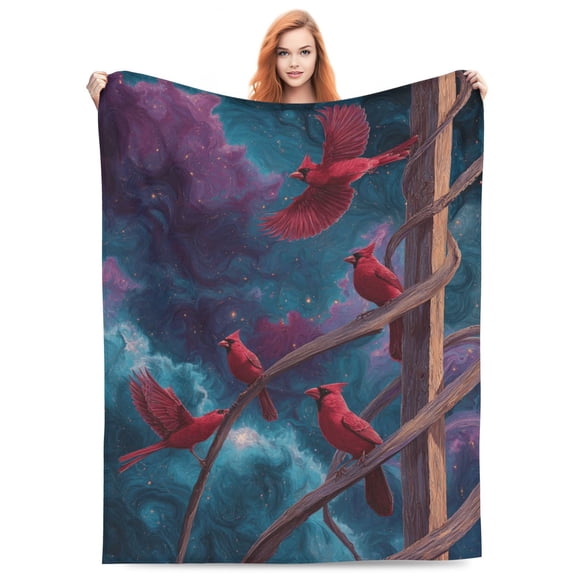 Cardinal Blanket, Flannel Fleece Plush Throw Blanket, Soft Cozy Warm Lightweight For Sofa Bed Couch, Decorative All Season Travel Home Office Lounge Decor 50x40