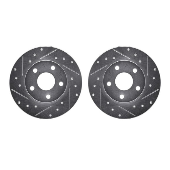 Dynamic Friction Company Rear Brake Rotors-Drilled and Slotted-Silver 7002-52024