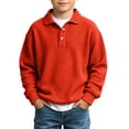 thumbnail image 3 of Eiyaclvo Kids Boys Waffle Knit Sweatshirt Oversized Collar Quarter Button Pullover Long Sleeve Casual Streetewar Fall Sweatshirts 3 Years, 3 of 10