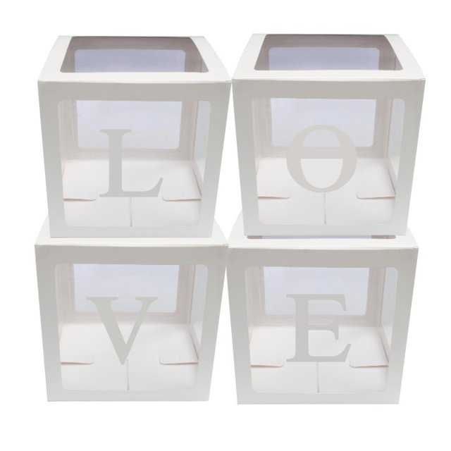 Baby Shower Party Decor Caja De Globos Caja De Cartón Transparente Caja De Regalo De Navidad Para Niños Niñas Baby Shower Despedida De Soltera 4 Unids/Set Speravity HA024123-02