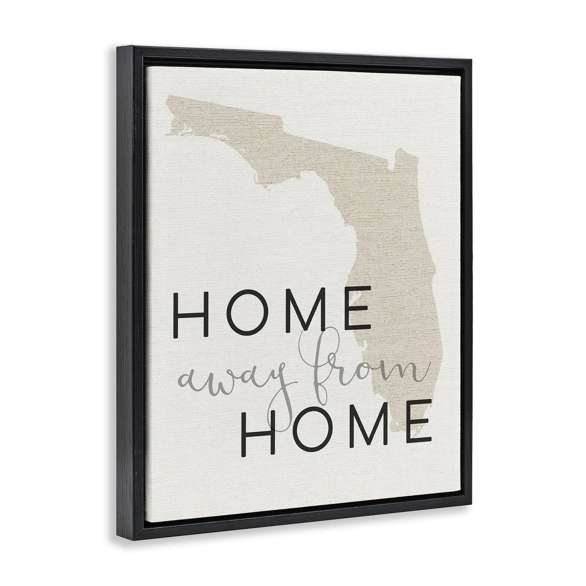 Stupell Industries Home Sweet Florida Typography Town & City Painting Black Floater Framed Canvas Art Print Wall Art, 25 x 31