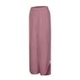 thumbnail image 4 of up to 60% off Gifts Usmixi Womens Plus Size Trousers Fashion Irregular Button Straight Cotton Linen Long Pants Elastic Waist Solid Wide Leg Pocket Pants with Drawstring Pink m, 4 of 5