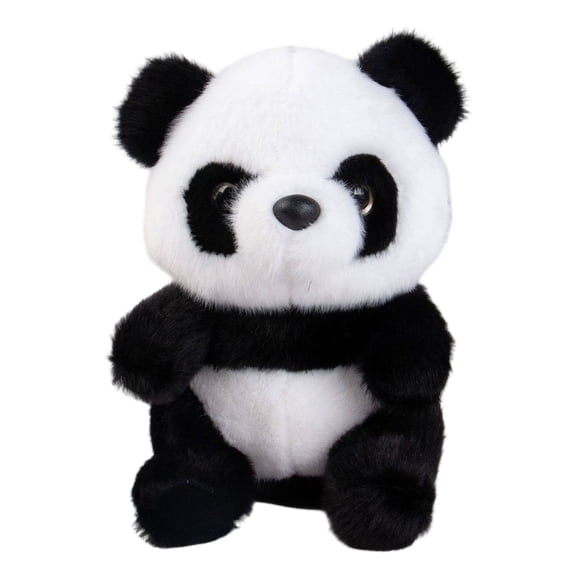 Cute Sitting Panda Plush Stuffed Animal Doll, Soft Fluffy Black White Bear Toy, Adorable Realistic Panda Plush Figure for Sofa Bedroom Decor Holiday Surprise Gift