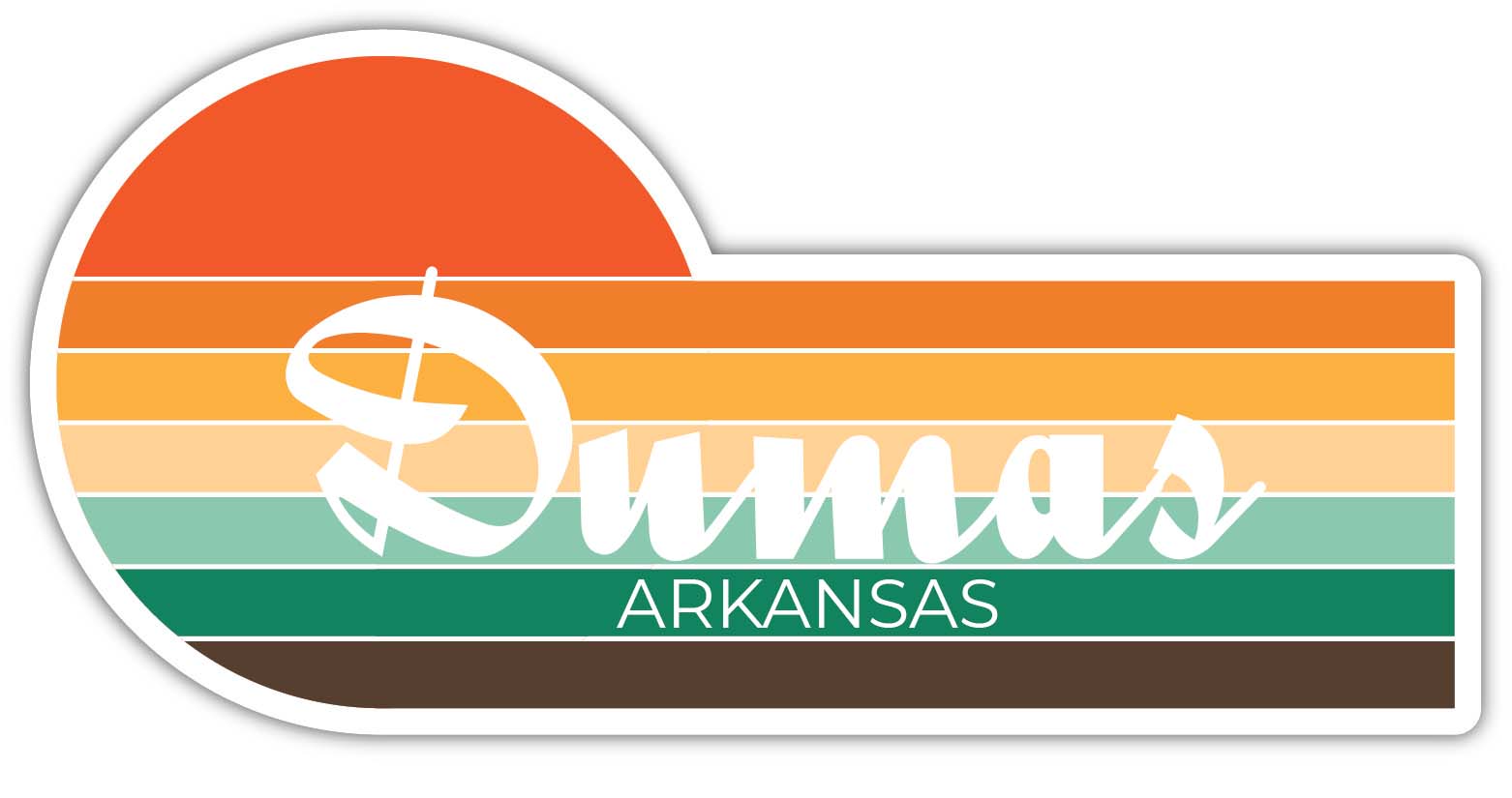 Dumas Arkansas 4 x 2.25 Inch Sticker Retro Vintage Sunset City 70s