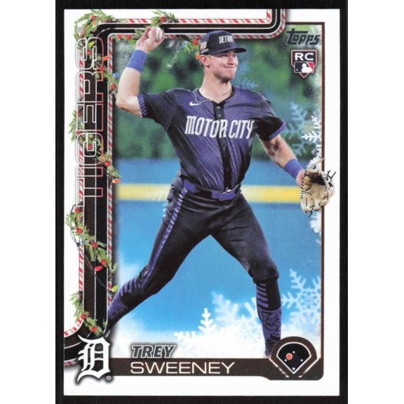 2025 Topps Holiday #H172 Trey Sweeney NM-MT RC Rookie Detroit Tigers Baseball Card Detroit Tigers MLB Baseball Trading Card