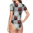 thumbnail image 3 of Uemuo Cherries laid Pattern Women's One Piece Short Sleeve Swimsuit Rash Guard Surfing Modest Quick-drying Swimsuit Beach Essentials-Medium, 3 of 9